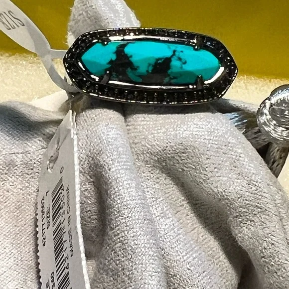 NWT Kendra Scott Arielle Ring Variegated Turquoise & Gunmetal SUPER RARE Perfect - Picture 8 of 14